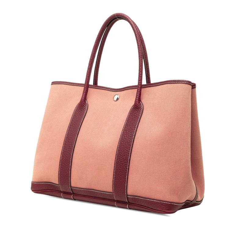 Hermes Garden Party MM Canvas Tote Pink Brown Toile — view 2