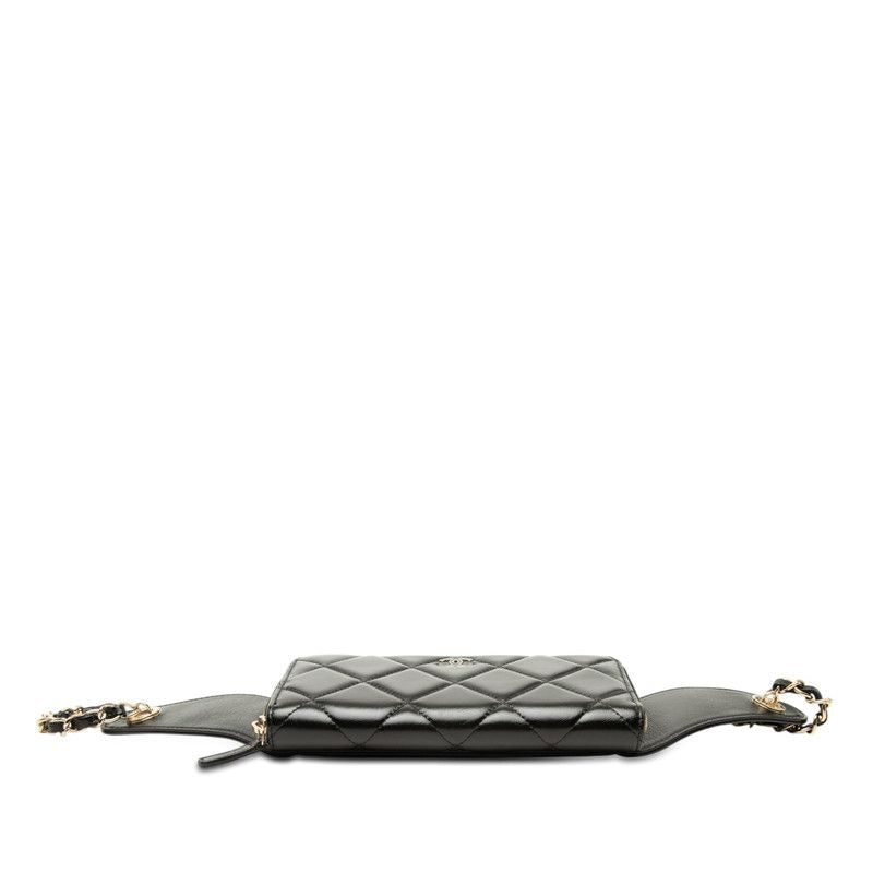 Chanel CC Logo Quilted 31 Rue Cambon Chain Wallet Belt Bag Black Lambskin — view 3