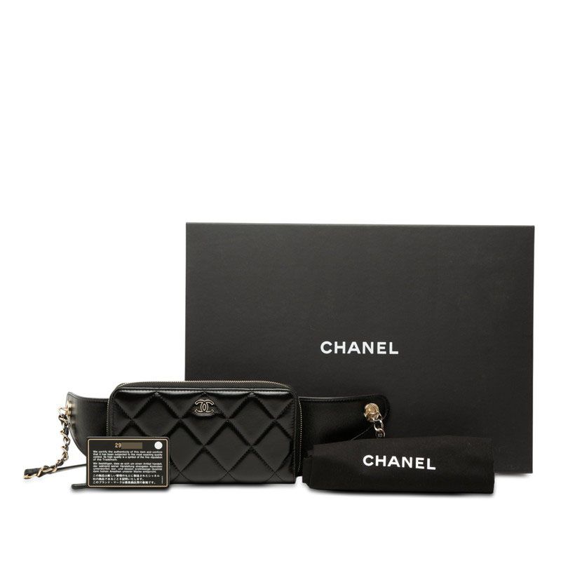 Chanel CC Logo Quilted 31 Rue Cambon Chain Wallet Belt Bag Black Lambskin — view 7