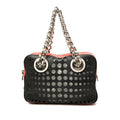 Prada City Fori Perforated Tote Black Red Leather