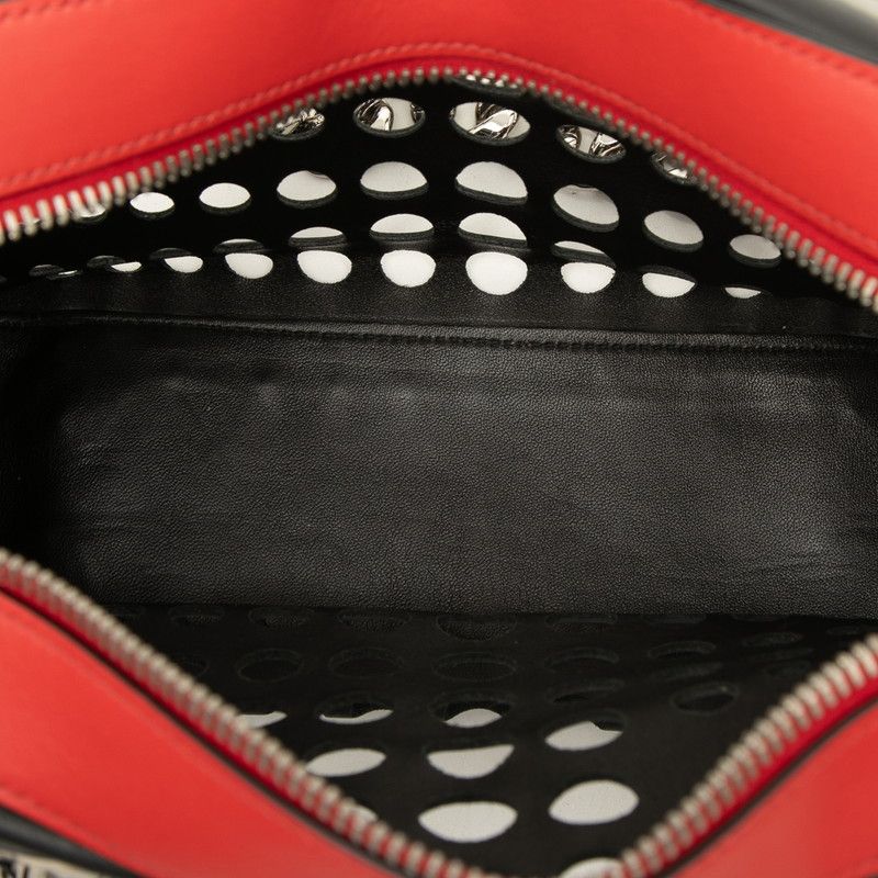 Prada City Fori Perforated Tote Black Red Leather — view 4