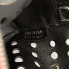 Prada City Fori Perforated Tote Black Red Leather — view 5