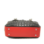 Prada City Fori Perforated Tote Black Red Leather — view 3