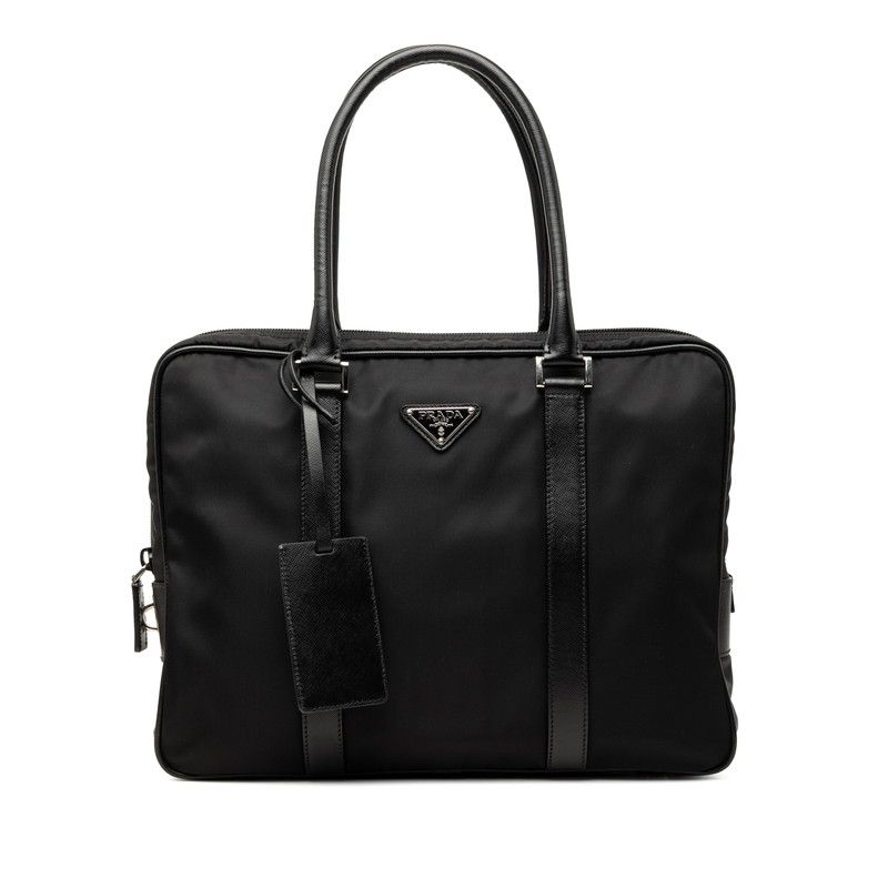 Prada Business Briefcase Black Nylon Leather