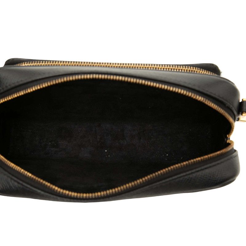 Dior Caro Double Pouch CD Logo Shoulder Bag 2-Way Black Leather — view 4