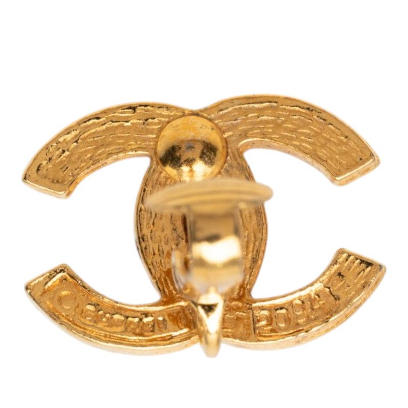 Chanel CC Logo Earrings Gold Plated Rhinestone — view 3