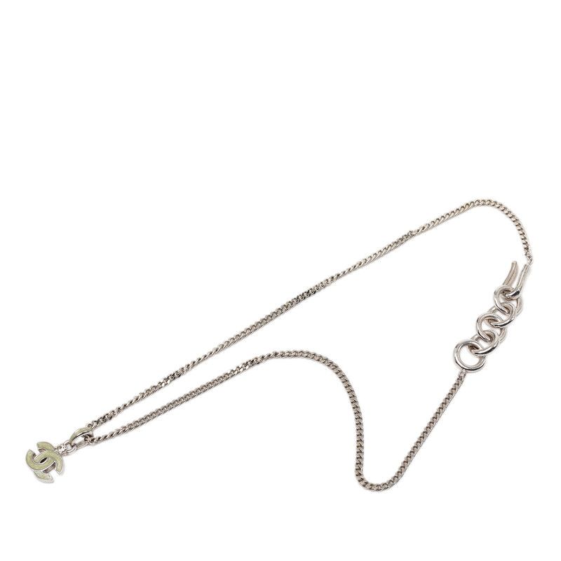 Chanel CC Logo Pendant Silver Green Metal Rhinestone — view 3