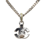 Chanel CC Logo Pendant Silver Green Metal Rhinestone — view 2