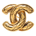 Chanel Quilted CC Logo Brooch Gold Plated