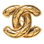 Chanel Quilted CC Logo Brooch Gold Plated