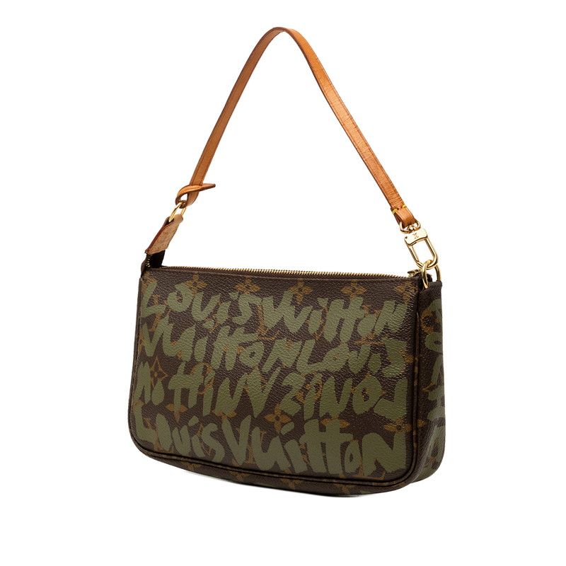 Louis Vuitton Monogram Graffiti Pochette Soir Shoulder Bag Pouch Brown Khaki — view 2