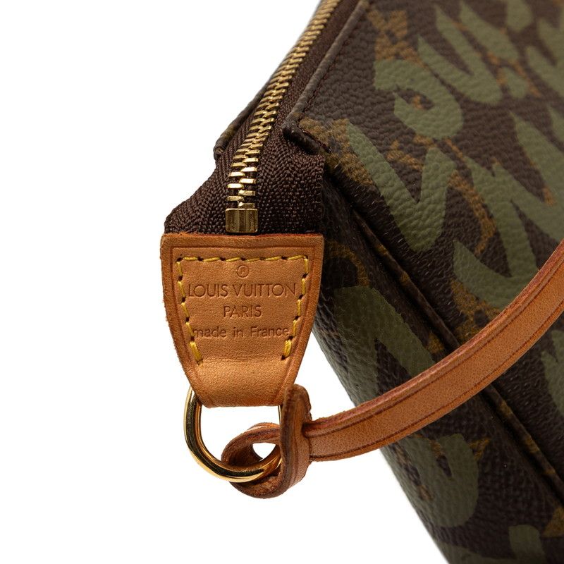 Louis Vuitton Monogram Graffiti Pochette Soir Shoulder Bag Pouch Brown Khaki — view 5