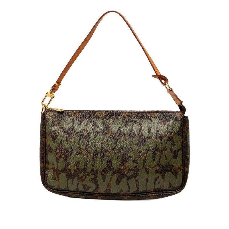 Louis Vuitton Monogram Graffiti Pochette Soir Shoulder Bag Pouch Brown Khaki