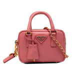 Prada Mini 2-Way Shoulder Bag Pink Saffiano Leather