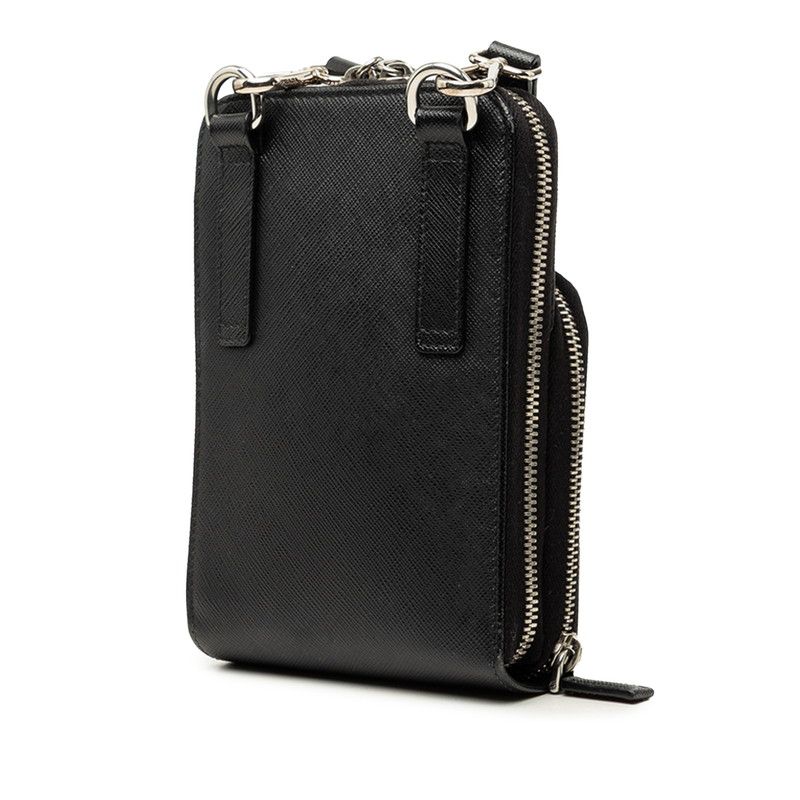Prada Crossbody Shoulder Bag Phone Case Nero Black Saffiano Leather — view 2