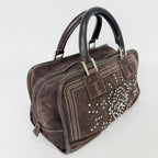 Loewe Amazona Studs Handbag Suede Brown Silver Vintage — view 8