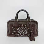 Loewe Amazona Studs Handbag Suede Brown Silver Vintage — view 2