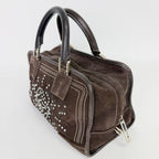 Loewe Amazona Studs Handbag Suede Brown Silver Vintage — view 6