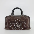 Loewe Amazona Studs Handbag Suede Brown Silver Vintage — view 3