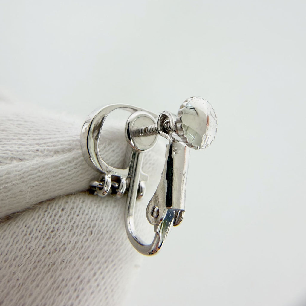 Dior Logo Letter Charm Earrings Plated Rhinestone Silver Clear Vintage — view 6