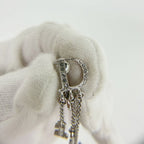 Dior Logo Letter Charm Earrings Plated Rhinestone Silver Clear Vintage — view 7