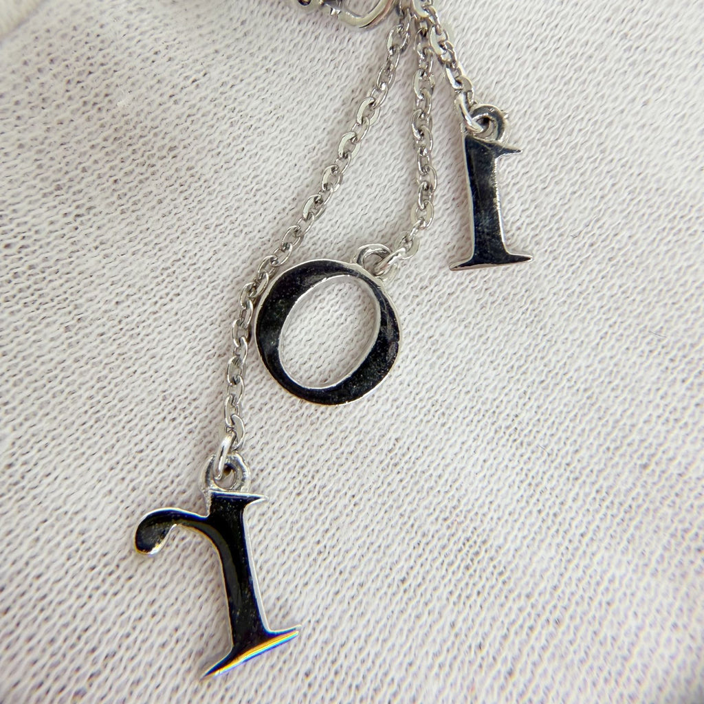 Dior Logo Letter Charm Earrings Plated Rhinestone Silver Clear Vintage — view 9