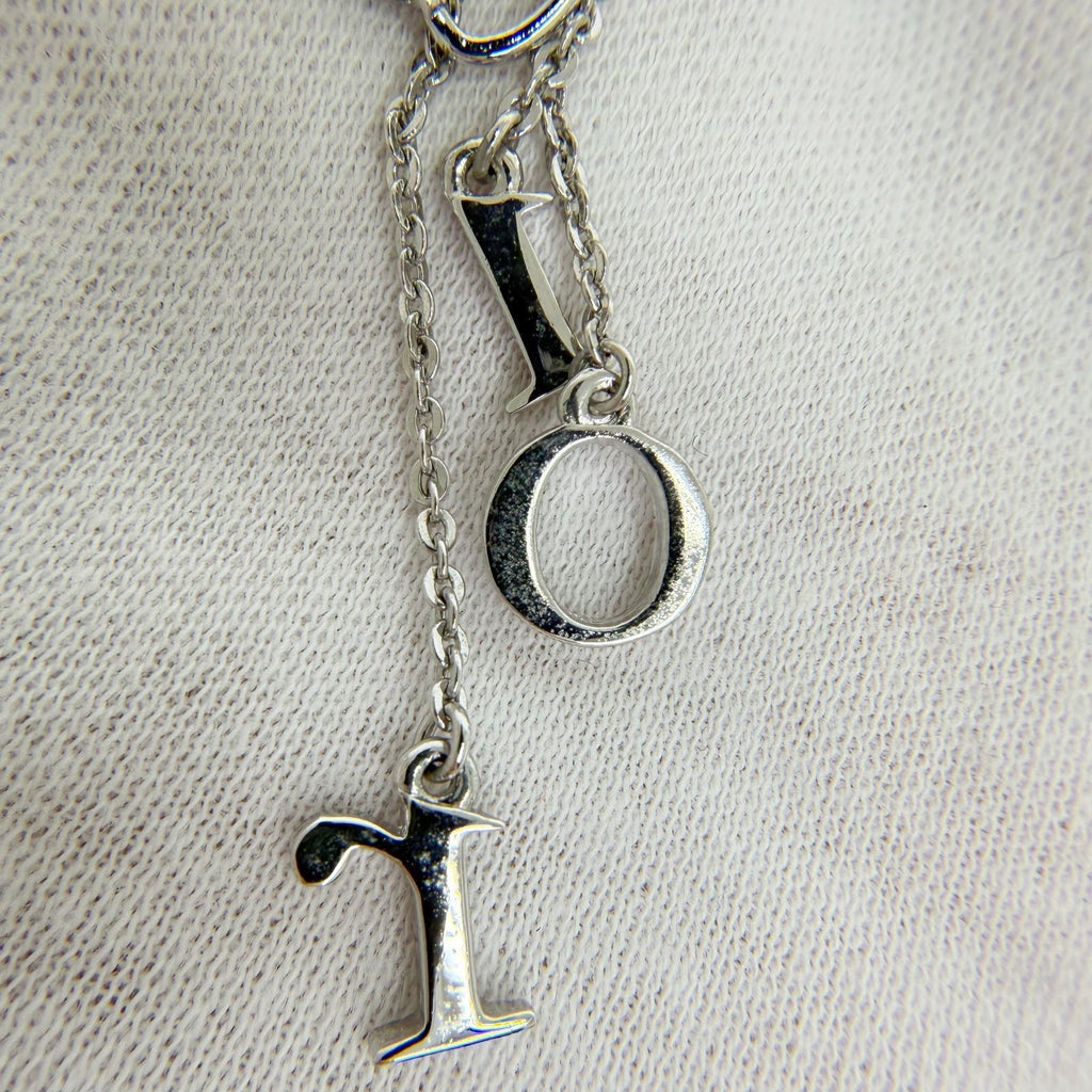 Dior Logo Letter Charm Earrings Plated Rhinestone Silver Clear Vintage — view 4