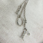 Dior Logo Letter Charm Earrings Plated Rhinestone Silver Clear Vintage — view 8