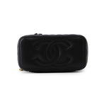Chanel Chain Shoulder Bag Quilted CC Logo Vanity Caviar Leather Black — view 3