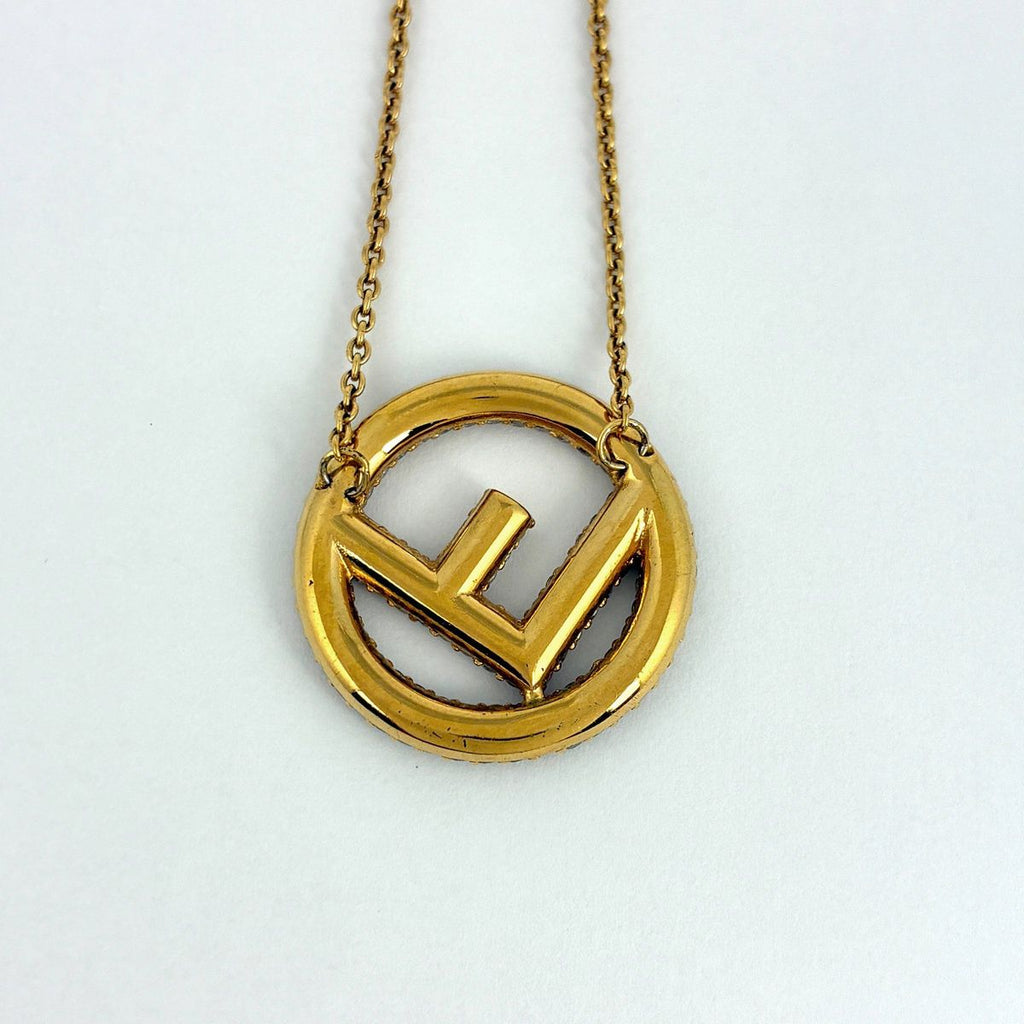 Fendi Necklace Round Rhinestone Gold — view 2