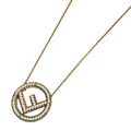 Fendi Necklace Round Rhinestone Gold