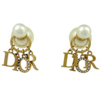 Dior Earrings Metal Faux Pearl Rhinestone Gold White