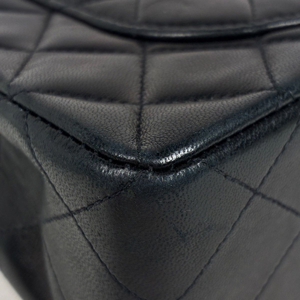 Chanel Quilted Shoulder Bag CC Logo Double Flap Leather Black — view 3