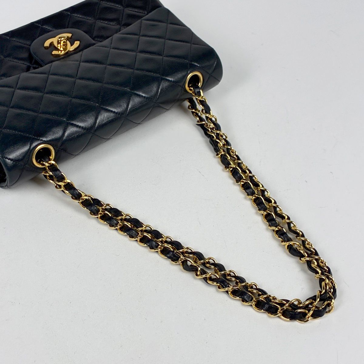 Chanel Quilted Shoulder Bag CC Logo Double Flap Leather Black — view 7