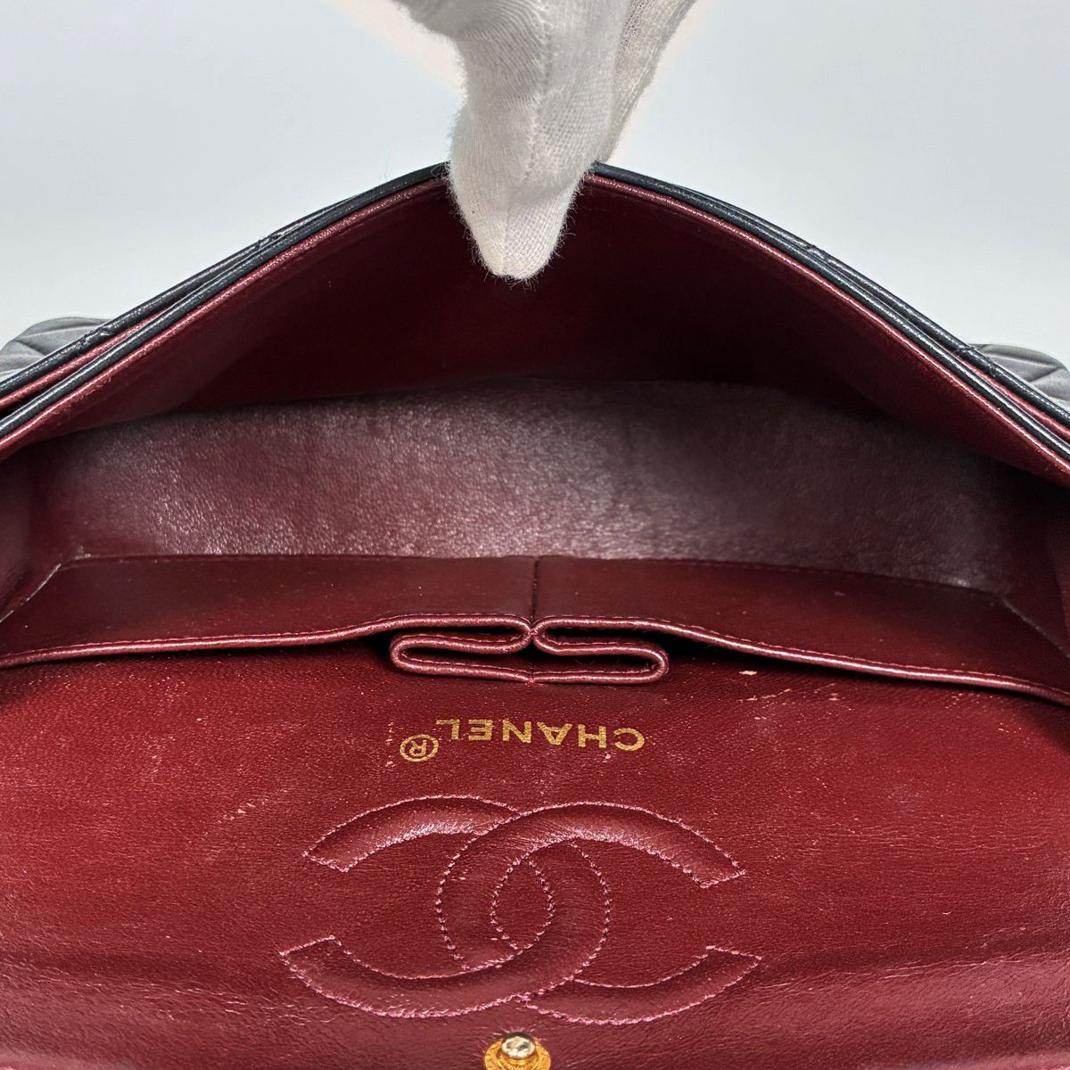 Chanel Quilted Shoulder Bag CC Logo Double Flap Leather Black — view 8