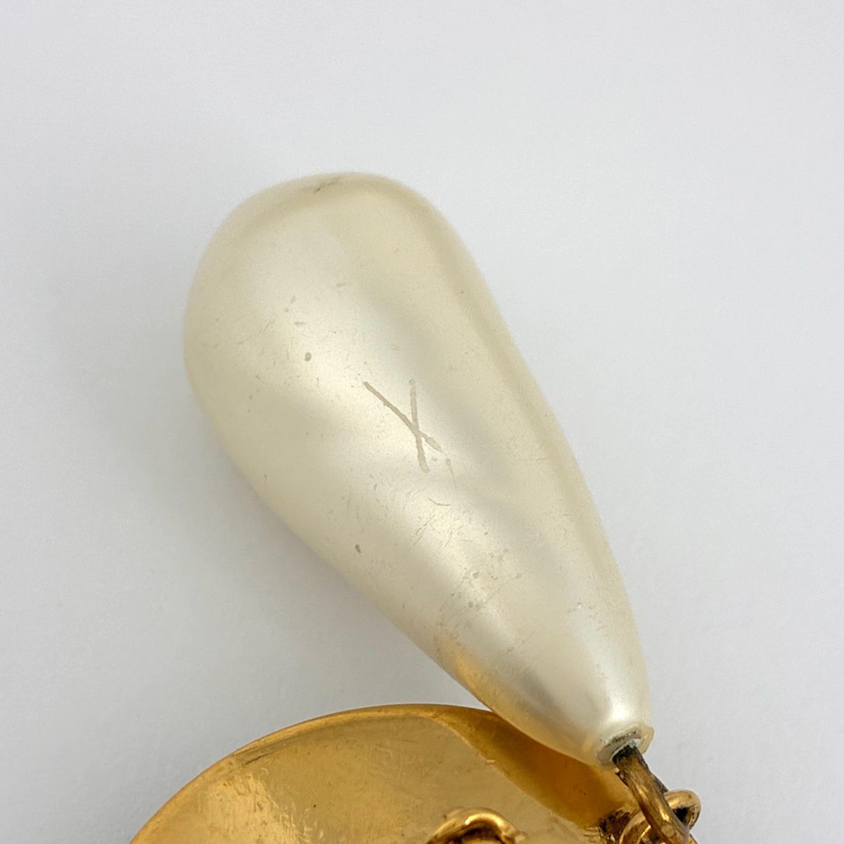 Chanel Earrings Clover Swing Faux Pearl Gold Black — view 4