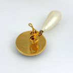 Chanel Earrings Clover Swing Faux Pearl Gold Black — view 3