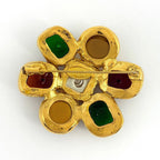 Chanel Brooch Gripoix Faux Pearl Color Stone Rhinestone Gold White Green — view 2