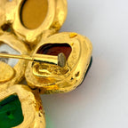 Chanel Brooch Gripoix Faux Pearl Color Stone Rhinestone Gold White Green — view 5