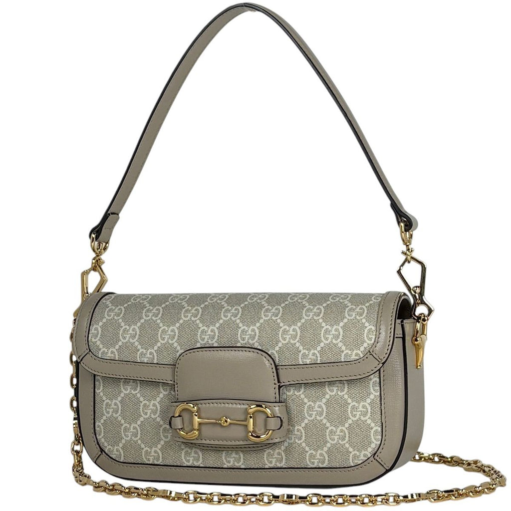 Gucci Handbag Horsebit 2-Way GG Supreme Beige