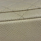 Chanel Shoulder Bag CC Filigree CC Logo Quilted Chain Caviar Leather Light Beige — view 3
