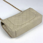 Chanel Shoulder Bag CC Filigree CC Logo Quilted Chain Caviar Leather Light Beige — view 2