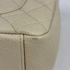 Chanel Shoulder Bag CC Filigree CC Logo Quilted Chain Caviar Leather Light Beige — view 4