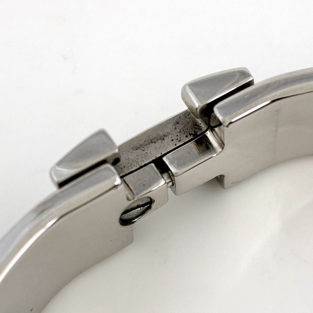 Hermes Click Bangle Enamel Bracelet Clic Clac Silver Plated Black — view 4