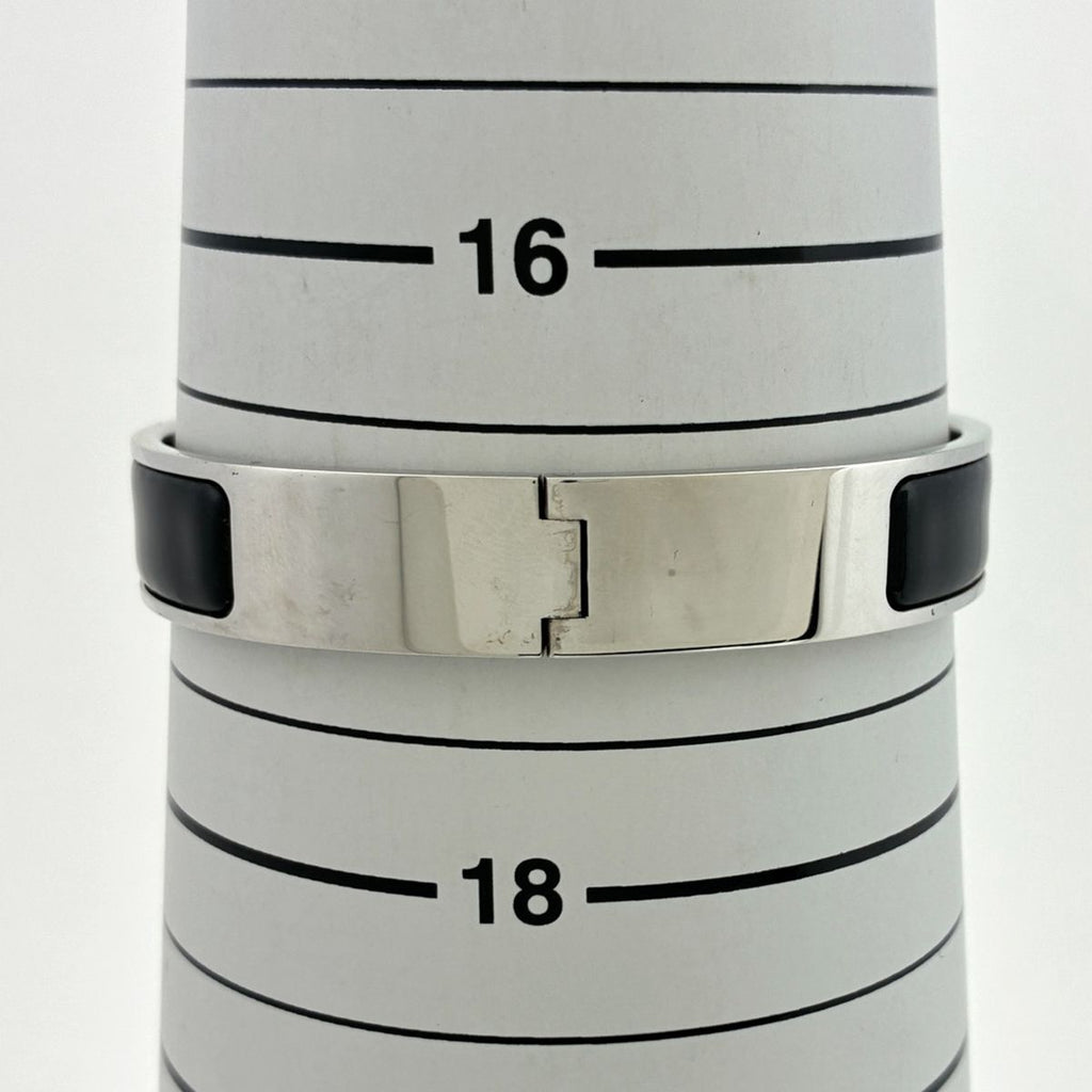 Hermes Click Bangle Enamel Bracelet Clic Clac Silver Plated Black — view 5