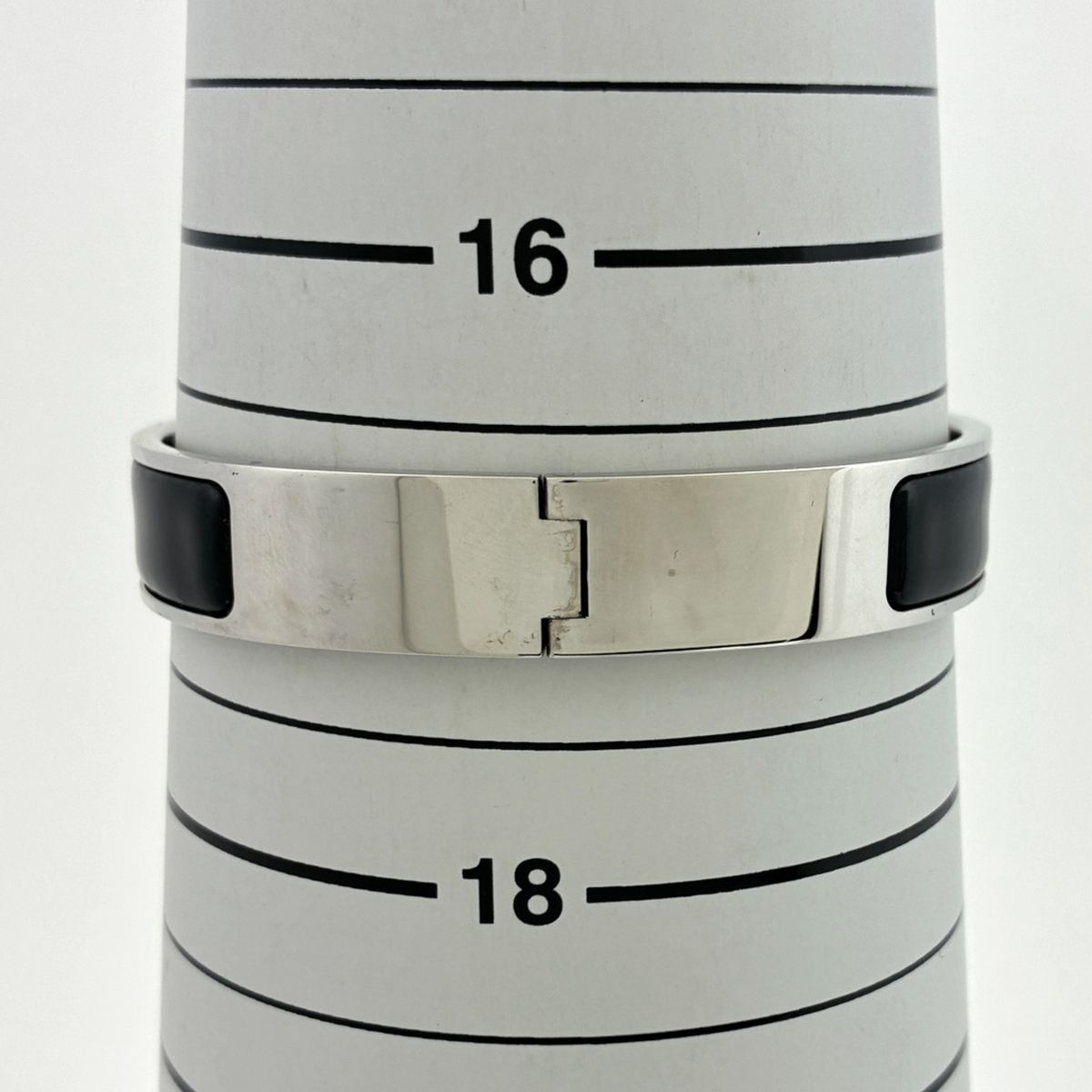 Hermes Click Bangle Enamel Bracelet Clic Clac Silver Plated Black — view 5