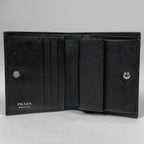Prada Saffiano Triangle Wallet Bifold Leather Nero — view 6
