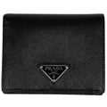 Prada Saffiano Triangle Wallet Bifold Leather Nero