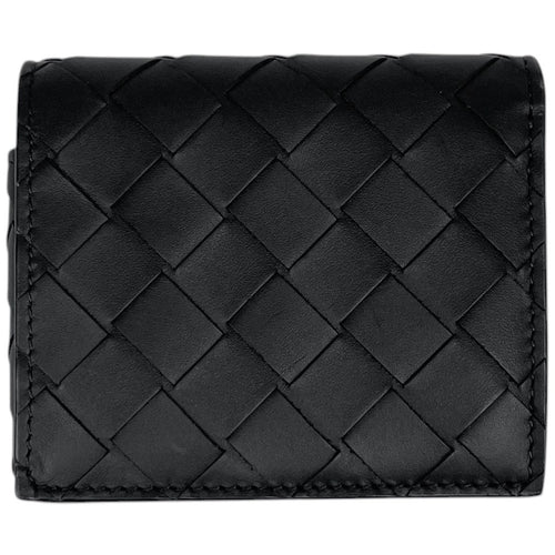 Bottega Veneta Bifold Wallet Intrecciato Leather Black