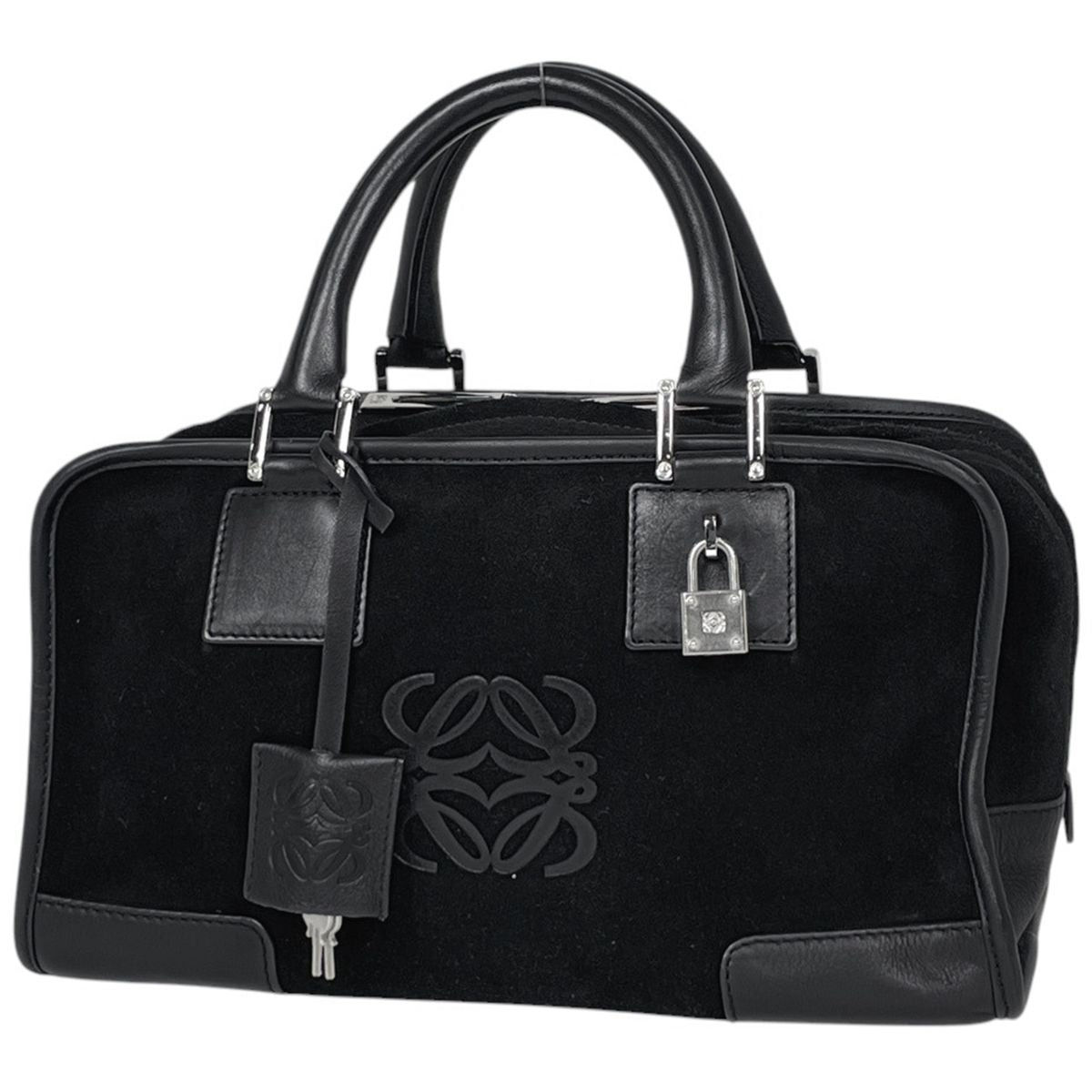 Loewe Handbag Amazona 28 Anagram Suede Black